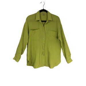 Magaschoni Shirt XS Oversized Organic Cotton Womens Lime Green Button-Down